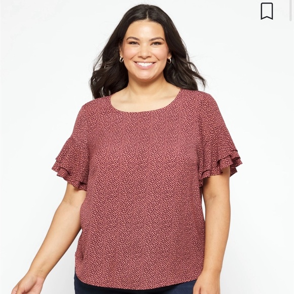 Stitch Fix l 41 Hawthorn Eliza Ruffle Sleeve Scoop Neck Blouse, 3X - Picture 1 of 12